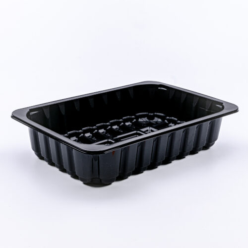 Disposable plastic tray for sealing PET/PE 260*178*55mm black.