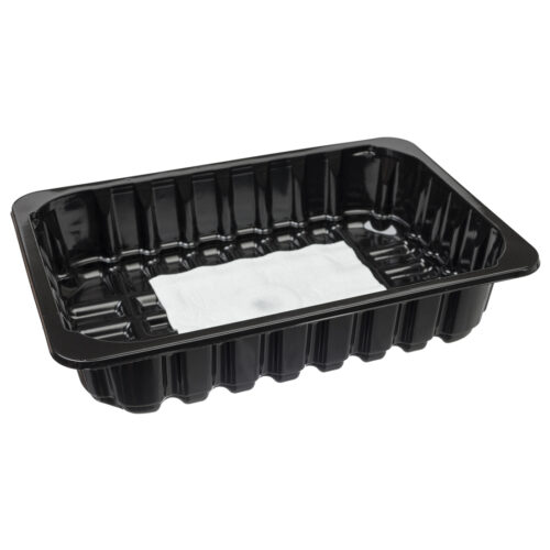 Disposable plastic tray for sealing PET/PE 227*178*50 mm black, with inner insert